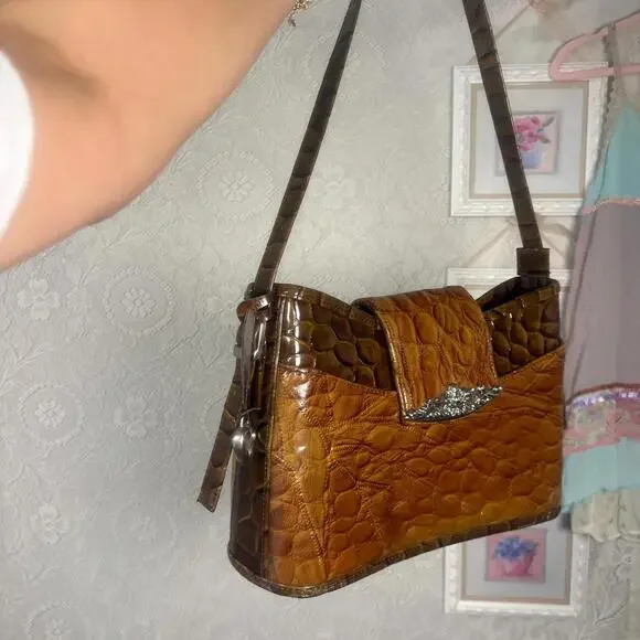 vintage‎ leather brown western shoulder bag purse - Picture 2 of 6